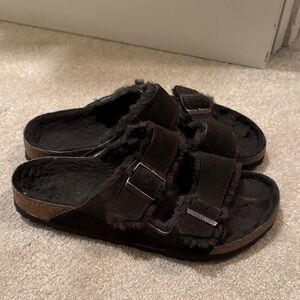 Birkenstock Men’s Brown Furry Slippers
